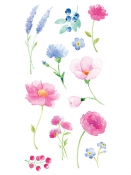 Kreatívne nálepky - transparentné - jarné kvety