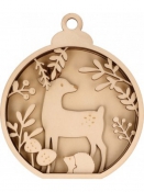 Drevená dekorácia vianočná guľa 17 cm - srnka