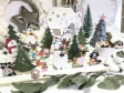 Drevená vianočná dekorácia - krajinka - medvedíky