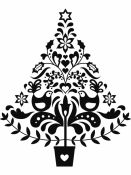 Drevená pečiatka - folk vianočný stromček