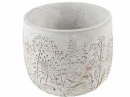 Béžový kameninový kvetináč Clayre & Eef Ø 14 cm s botanickým motívom