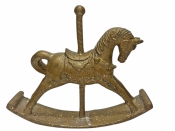 Dekoračný koník – hojdačka z polyresinu, zlatá patina, 16×3×12,5 cm
