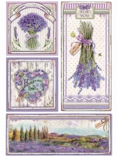 Ryžový papier A4 - štítky Provence a levanduľa