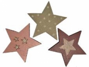 Drevená hviezdička 6cm - vintage fialová glitter