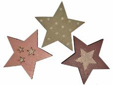 Drevená hviezdička 6cm - vintage sivá glitter