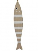 Drevená dekorácia ryba 28cm - natur-biela pruhovaná  