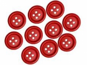 Drevené červené gombíky 20 mm - 10 ks