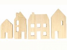 Drevené domčeky - sada 4 ks