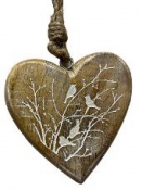 Drevené srdce 9 cm - vtáčiky