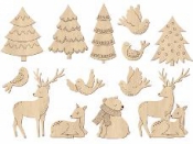 Drevené vianočné výrezy zvietaká v lese Let it snow - 26 kusov