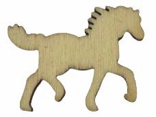 Drevený výrez kôň 3 cm - prírodný