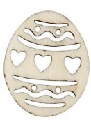 Drevený výrez vajíčko 4cm - vzor srdiečka