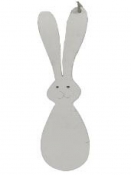 Drevený závesný zajac 15cm - biely 