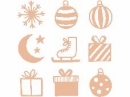 Dýhové výrezy - 27 ks - vianočné gule a darčeky