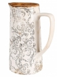 Dekoratívny keramický džbán Clayre & Eef – béžovo-sivý s ornamentom, 21×14×26 cm