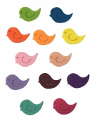 Filcové výrezy - vtáčiky - farebné - 12ks