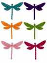 Filcové výrezy - vážky - farebné - 5 ks