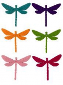 Filcové výrezy - vážky - farebné - 5 ks
