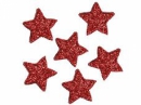 Glitrovaná hviezdička penová 4 cm - červená