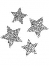 Glitrovaná hviezdička lepenková 3 cm - strieborná