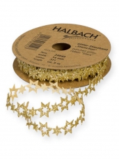 Vianočná glitrovaná stuha hviezdičky 5 m - zlatá