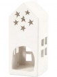 Hlinený svietnik domček 12 cm- biely 