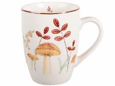 Jesenný porcelánový hrnček s hubami a listami 350 ml – na čaj, kávu aj aranžovanie