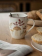 Jesenný porcelánový hrnček s hubami a listami 350 ml – na čaj, kávu aj aranžovanie