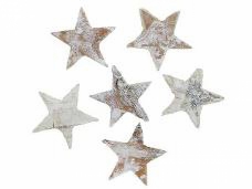 Hviezdy z brezovej kôry 2.5 cm  10 ks - vintage biele