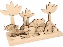 Interaktívna drevená polička 30 cm - safari zvieratká