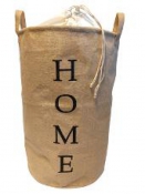 Jutové vrece na úschovu s nápisom HOME – 40 × 65 cm, s bavlnenou vložkou