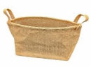 Jutový podlhovastý košík s uškami – 40 × 22 × 19 cm, nepremokavý úložný a dekoračný doplnok