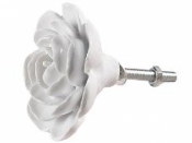 Keramická úchytka elegantný biely kvet 6 cm 