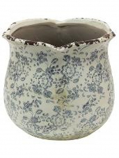 Keramický kvetináč 15 cm - kvetinový vzor
