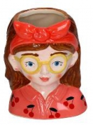 Keramická váza kvetináč 10 cm - retro dievča
