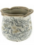Keramický kvetináč 15x14 cm - sivé ornamenty