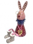 Jarná dekorácia keramický zajac s okuliarmi 28 cm - zajačica Elvíra