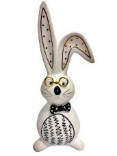 Jarná dekorácia keramický zajac s okuliarmi 20 cm