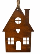 Kovový domček 15 cm - rustikálny korténový efekt