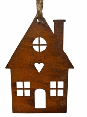 Kovový domček 15 cm - rustikálny korténový efekt