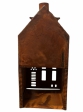 Kovový svietnik domček 13 cm – korténový, hrdzavý efekt 