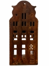 Kovový svietnik domček 13 cm – korténový, hrdzavý efekt 