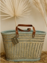 Ručne robená taška z prírodných vlákien – modrozelená, fair trade, 50×25×32 cm