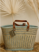 Ručne robená taška z prírodných vlákien – modrozelená, fair trade, 50×25×32 cm