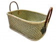 Ručne robený fair trade kôš – prírodný materiál s koženými rúčkami, 40×30×16 cm