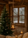 Závesný kovový lampáš 21 cm – rustikálny korténový efekt