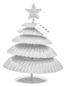 Kovový vianočný stromček biely 15 × 18 cm – moderná kovová dekorácia 