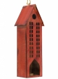 Kovový svietnik v tvare domčeka – červenohnedý, 12,5×10×36,5 cm