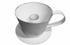 Kovový svietnik v tvare šálky – biely vintage 13 cm