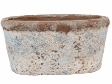 Kvetináč Clayre & Eef terrakota – oválny béžovo-modrý, 19×11×10 cm